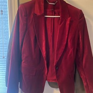 Deep red velvet blazer